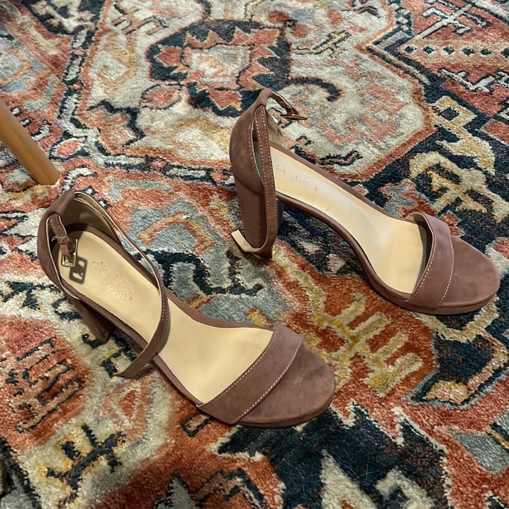 Pink suede heel